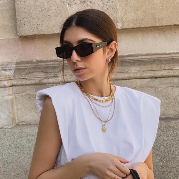 Saint Laurent SL329 004 Rectangle Sunglasses - Grey Havana/Black - Picture 3 of 10